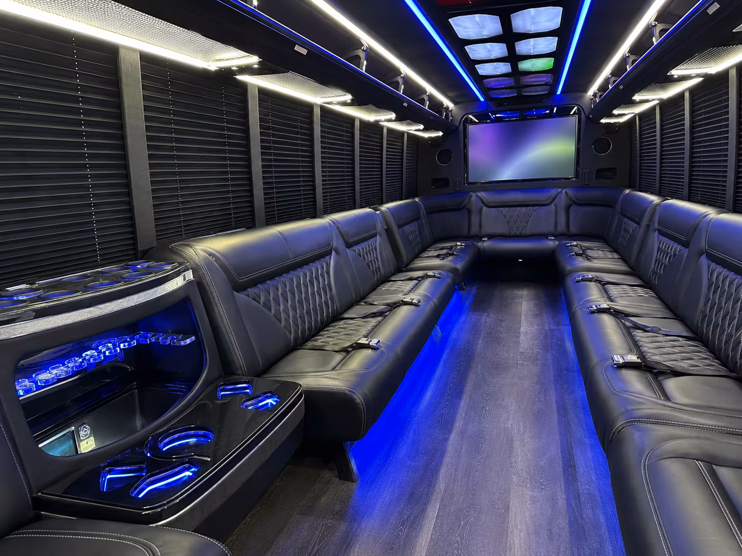grapevine 20 passenger party bus inside