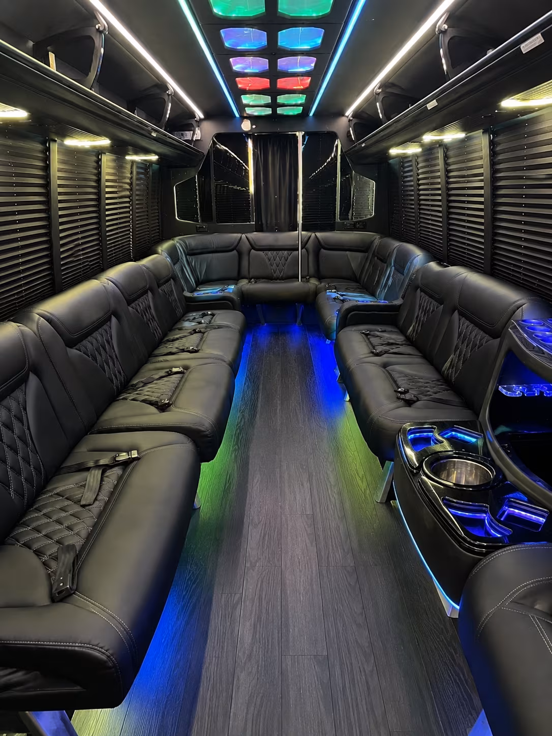 grapevine 20 passenger party bus interior