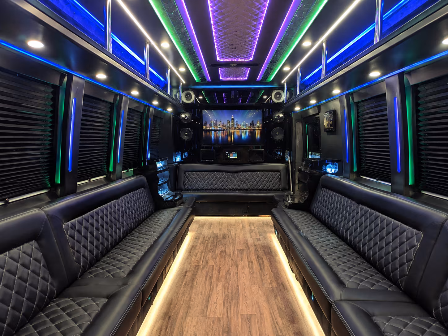 grapevine 25 passenger party bus interior