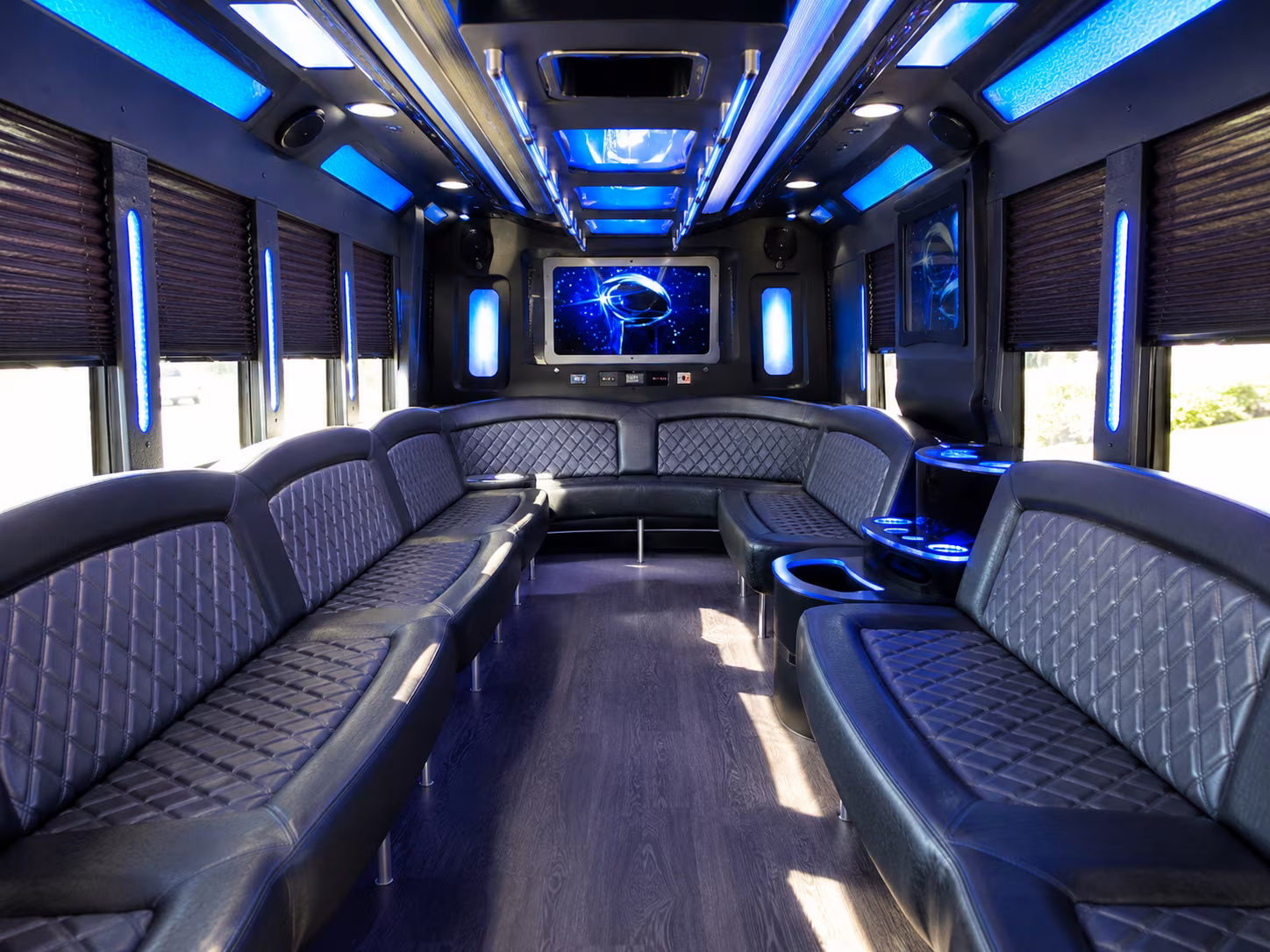 grapevine 28 passenger party bus inside