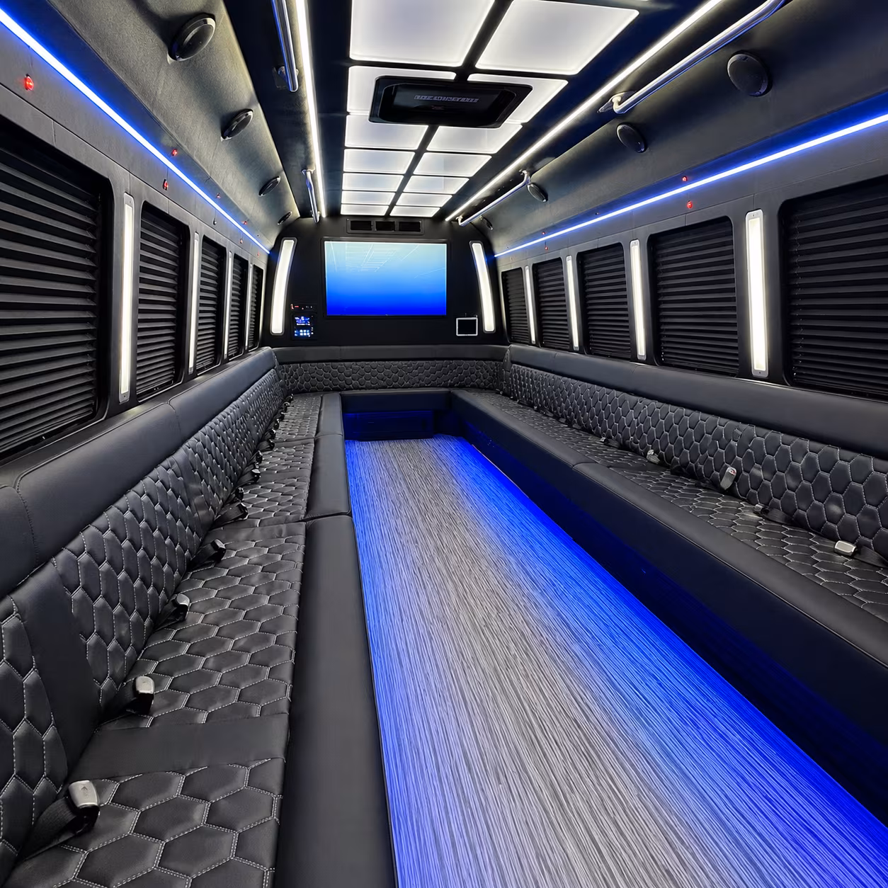 grapevine 50 passenger party bus inside