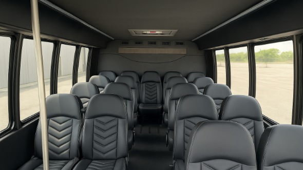 Interior of Charter Bus Company Grapevine's 28 Passenger Mini bus in Grapevine
