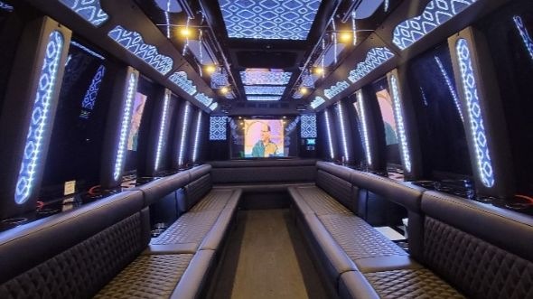 Interior of Charter Bus Company Grapevine's Party Bus in Grapevine