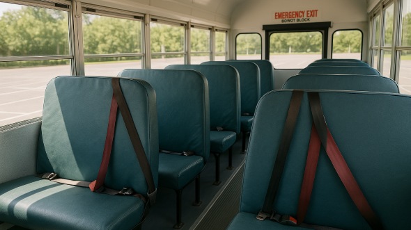 Interior of Charter Bus Company Grapevine's School Bus in Grapevine