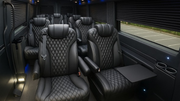 Interior of Charter Bus Company Grapevine's Sprinter Van Rental With Driver in Grapevine